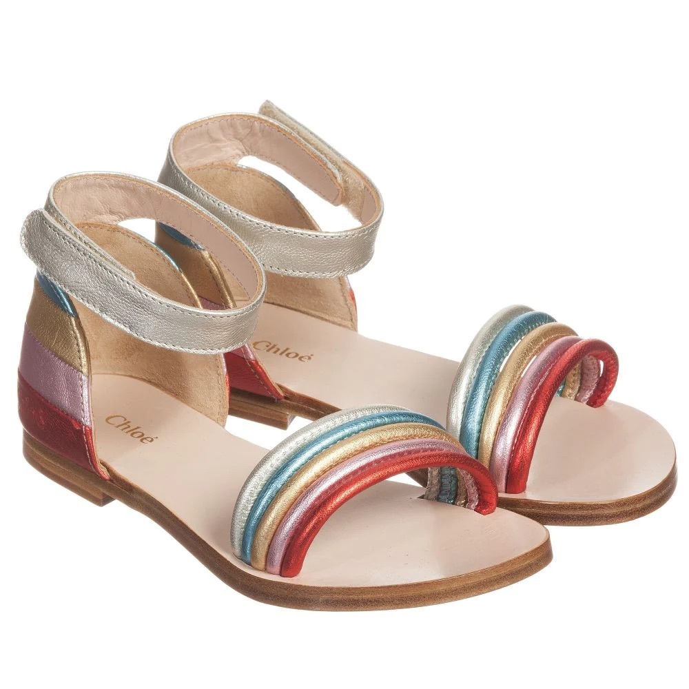 Chloe girls leather strap Velcro sandals 30
